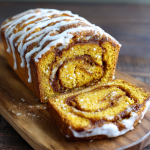 Pumpkin Cinnamon Swirl Bread with Cream Cheese Glaze