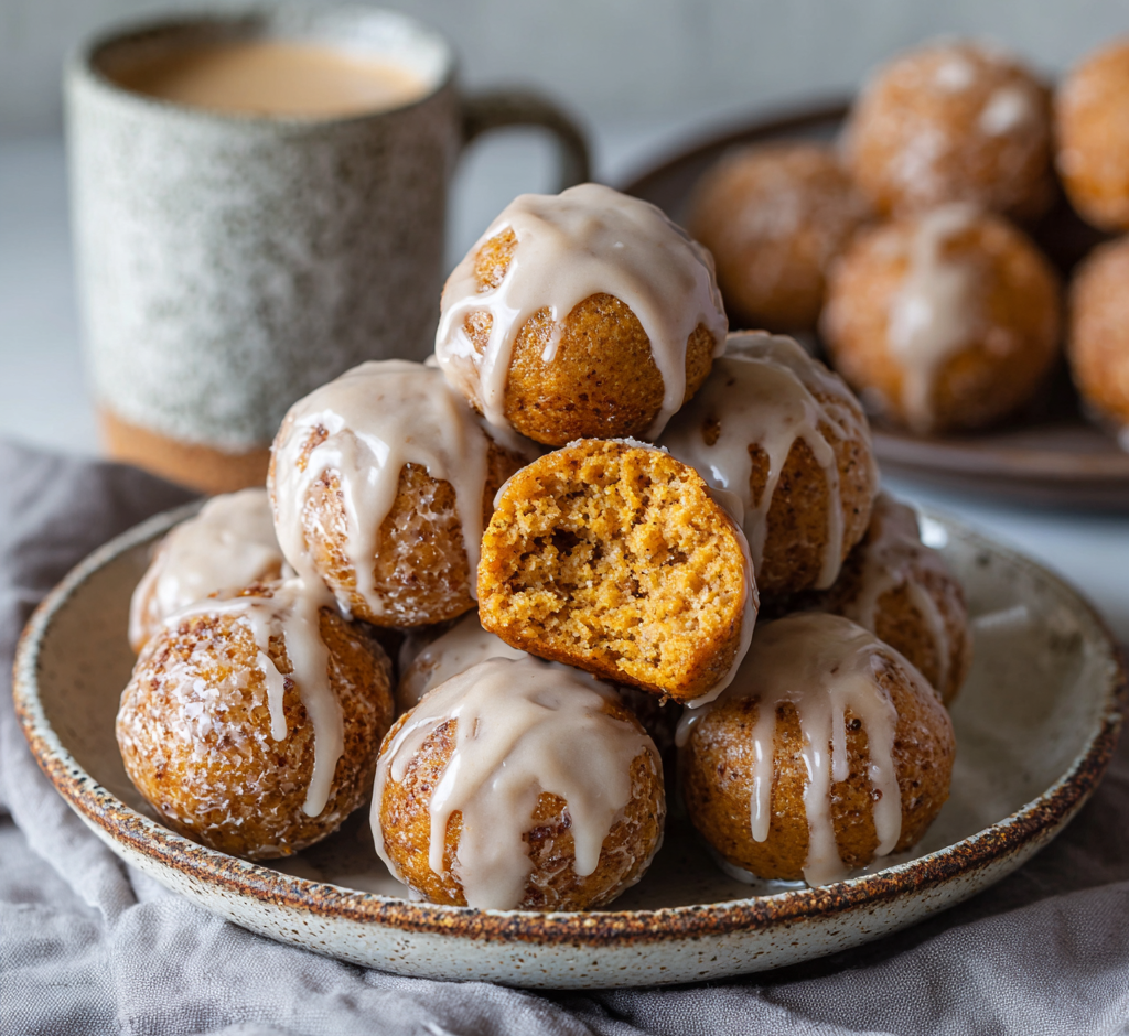 Pumpkin Donut Holes with Maple Glaze
