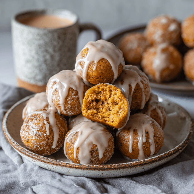 Pumpkin Donut Holes with Maple Glaze