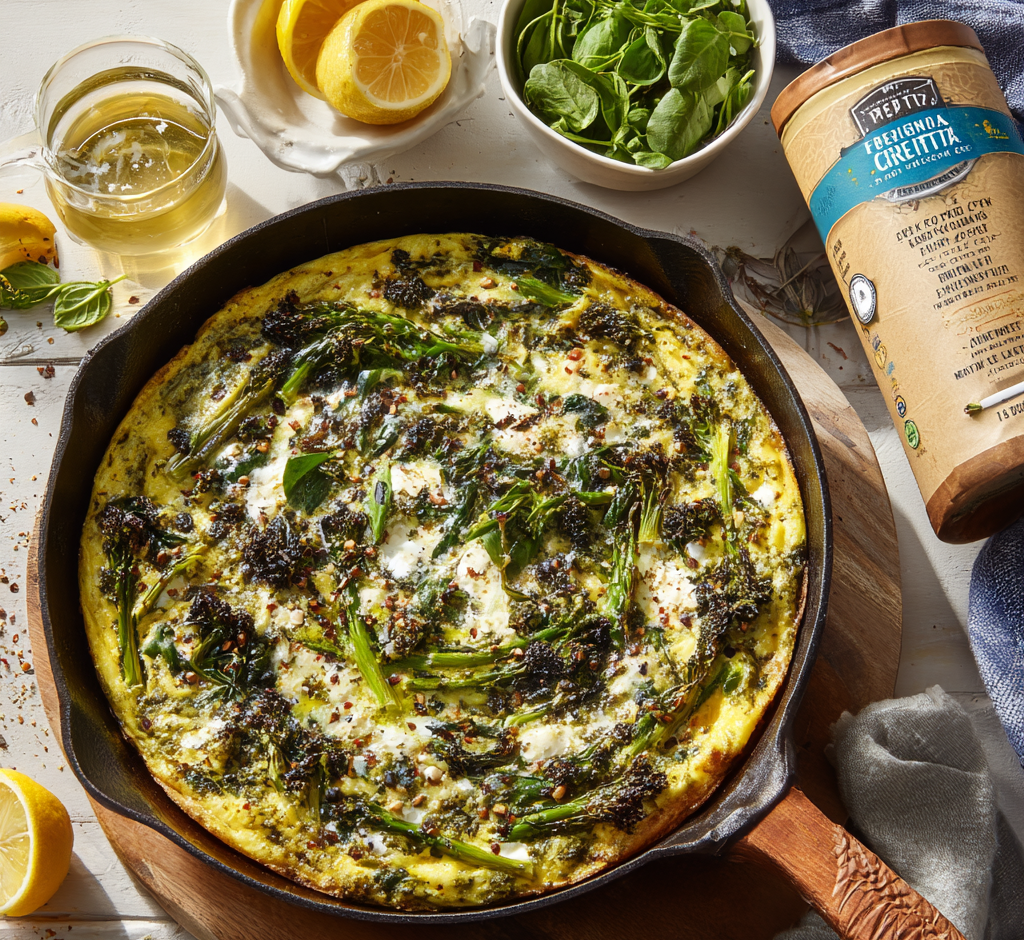 Spring Veggie Frittata with Ricotta & Pesto Swirl
