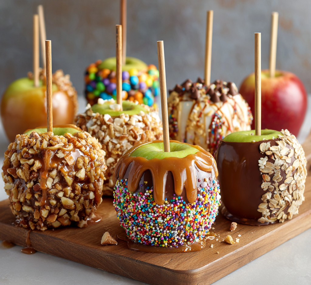 Caramel Apples with Toppings Bar
