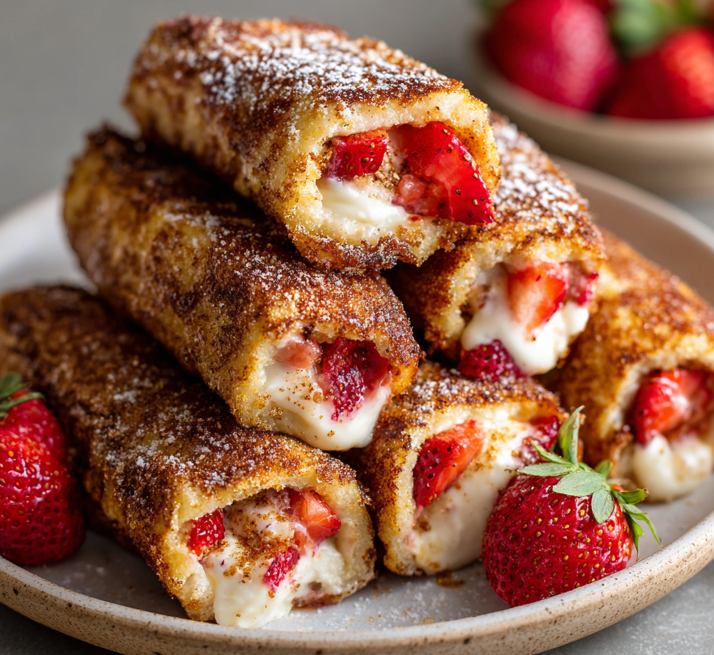 Strawberry Cheesecake French Toast Roll Ups