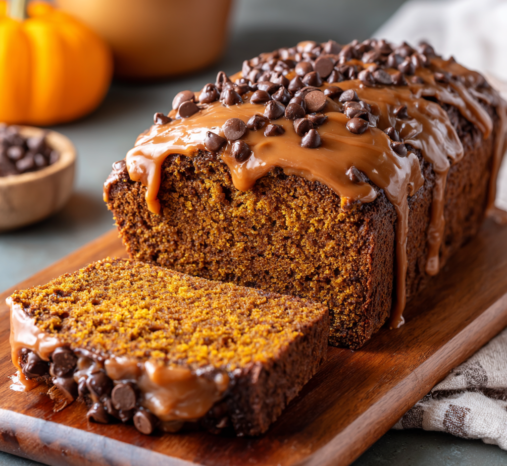 Chocolate Pumpkin Bread with Brown Sugar Frosting
