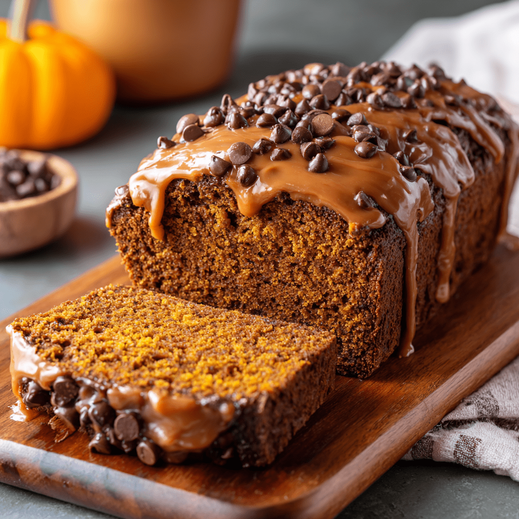 Chocolate Pumpkin Bread with Brown Sugar Frosting