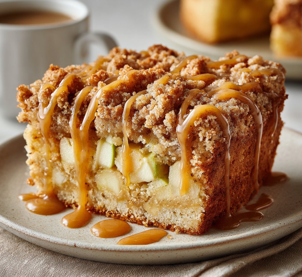 Cinnamon Apple Crumb Cake with Apple Drizzle