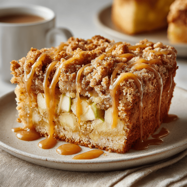 Cinnamon Apple Crumb Cake with Apple Drizzle