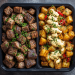 High Protein Garlic Butter Steak Bites & Crispy Potatoes