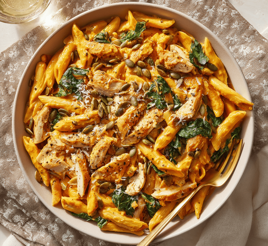 Creamy Pumpkin Alfredo Pasta with Chicken