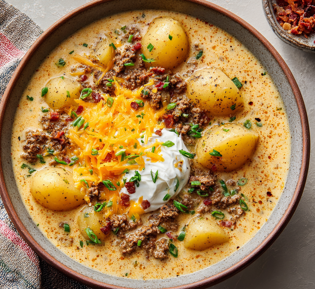 Cheesy Hamburger Potato Soup