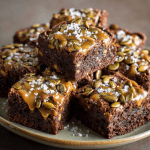 Salted Caramel Brownies with Pumpkin Seed Crunch