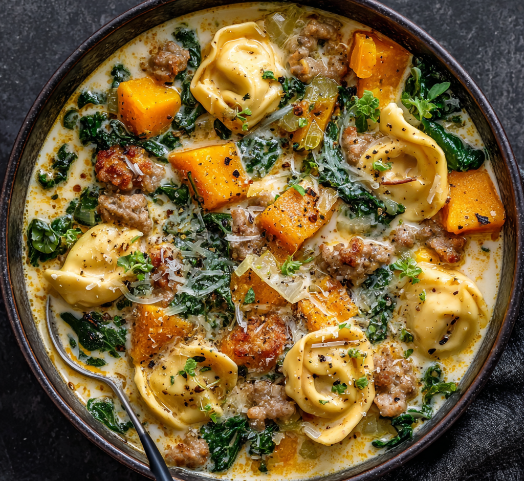 Butternut Squash & Sausage Tortellini Soup