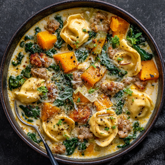 Butternut Squash & Sausage Tortellini Soup