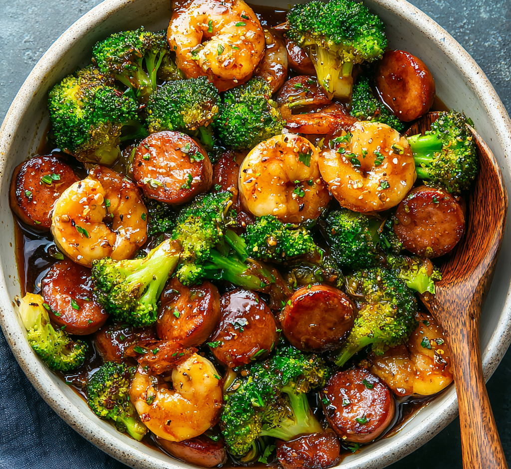 Honey Garlic Shrimp & Sausage Stir Fry