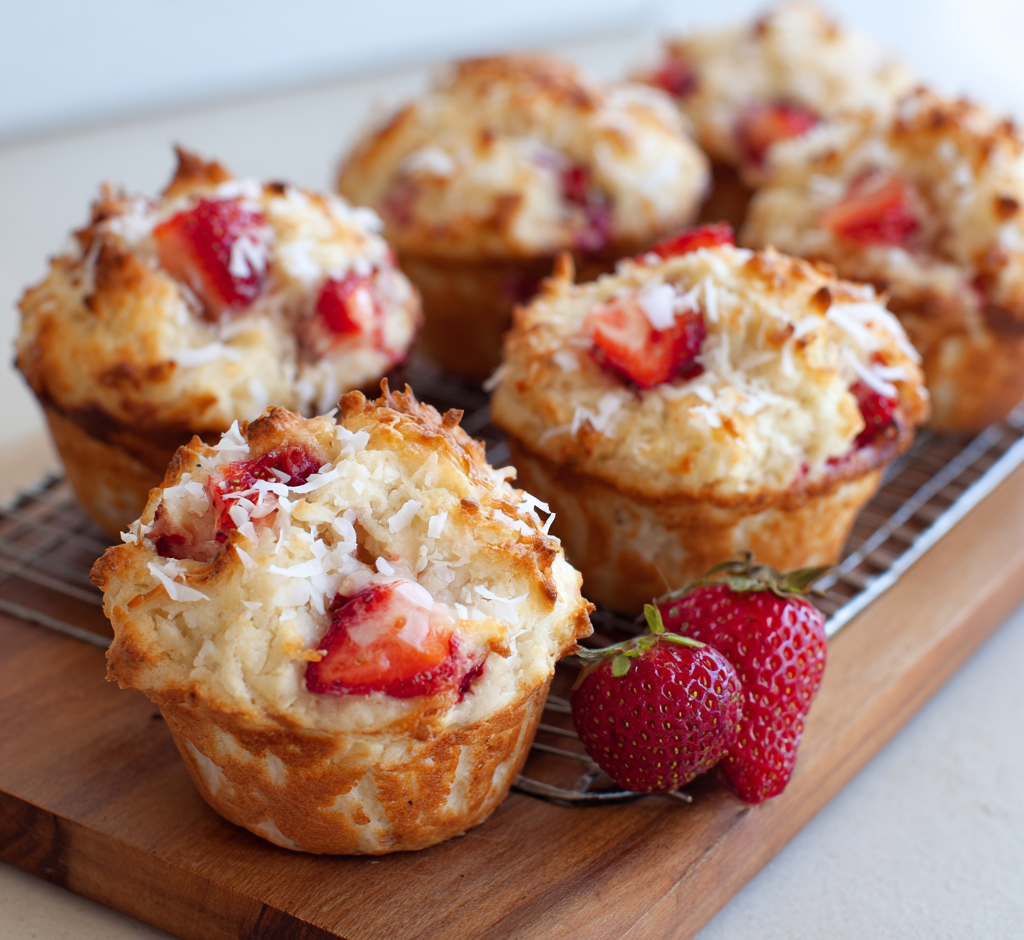 Strawberry Coconut Cottage Cheese Muffins