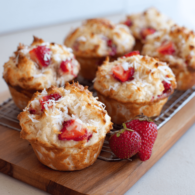 Strawberry Coconut Cottage Cheese Muffins