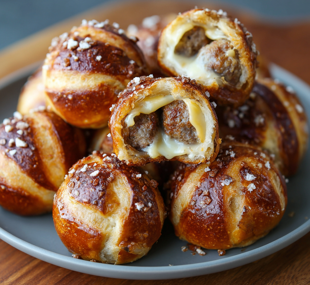 Cheesy Pretzel Meatball Bombs