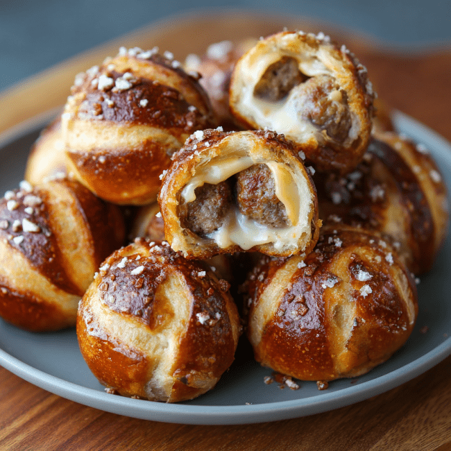 Cheesy Pretzel Meatball Bombs
