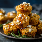Savory Pumpkin & Feta Muffins with Rosemary Honey Drizzle