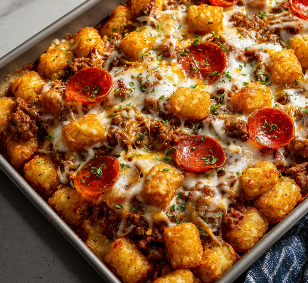 Tator Tot Pizza Bake