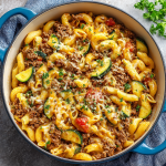 One-Pot Cheesy Beef and Zucchini Pasta