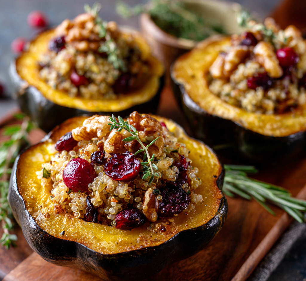 Cranberry Walnut Stuffed Acorn Squash