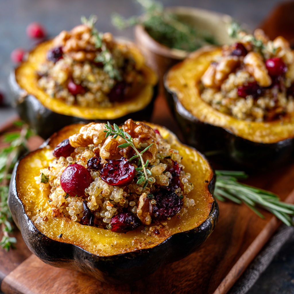 Cranberry Walnut Stuffed Acorn Squash
