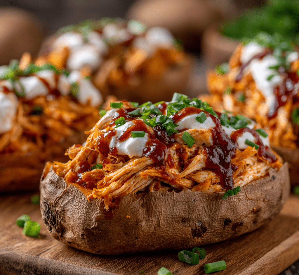 BBQ Chicken Stuffed Sweet Potatoes