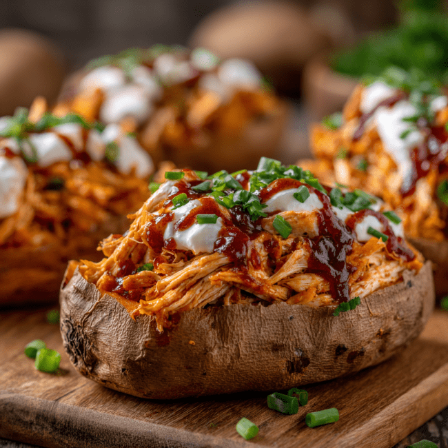 BBQ Chicken Stuffed Sweet Potatoes
