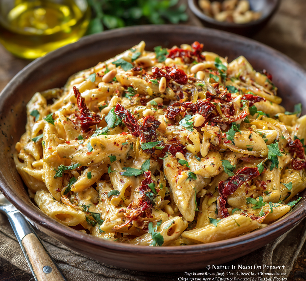 Sun-Dried Tomato Pasta with Toasted Pine Nuts