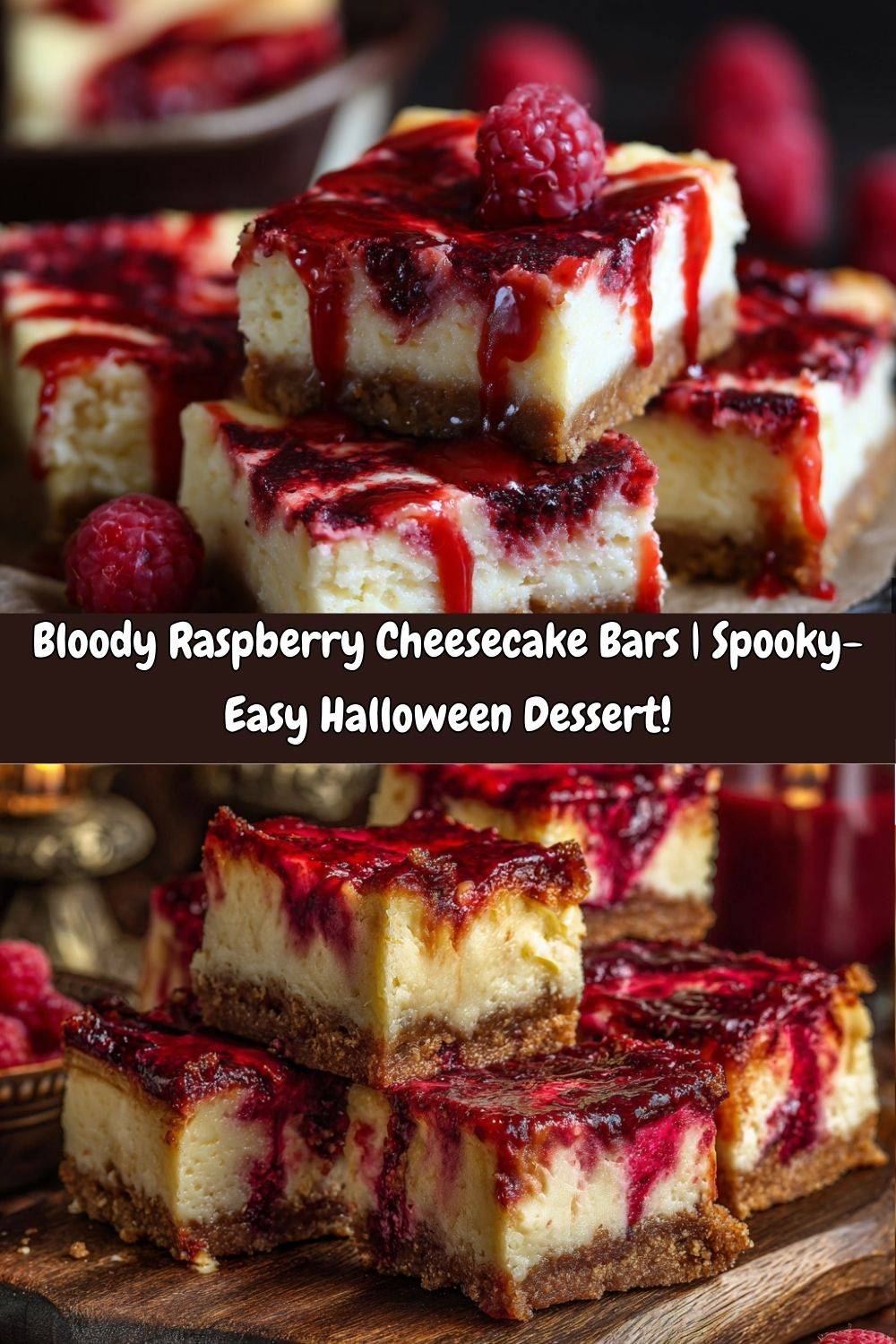 Bloody Raspberry Cheesecake Bars