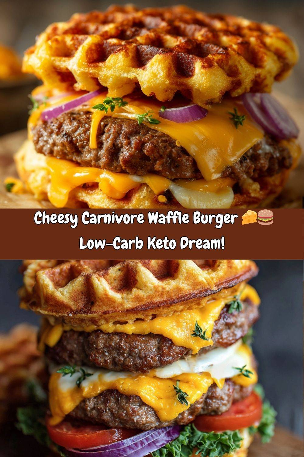 Cheesy Carnivore Waffle Burger