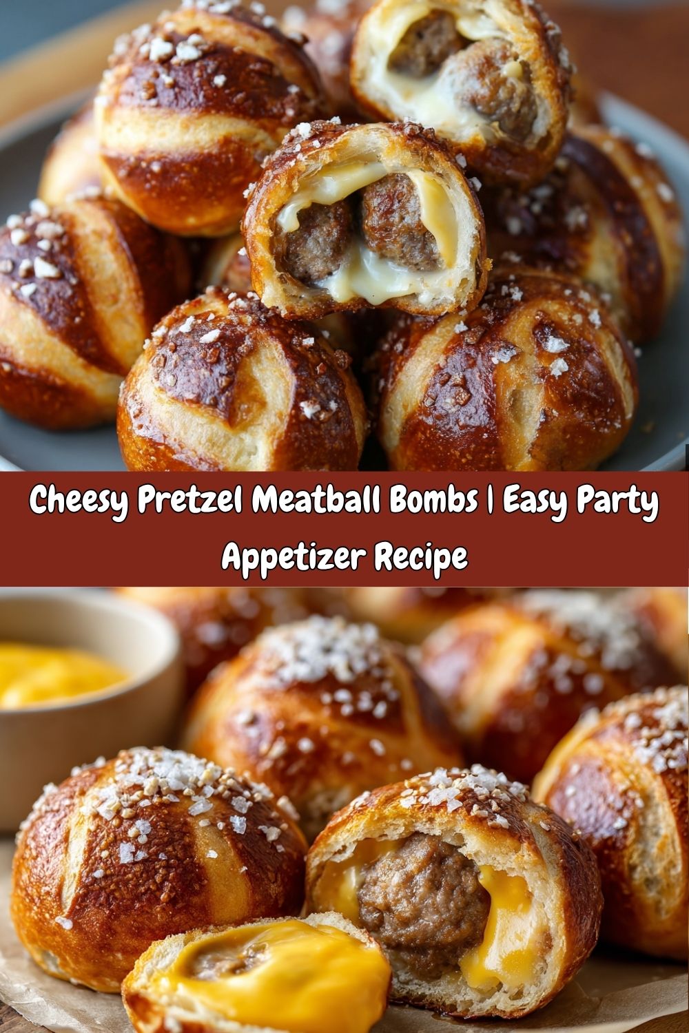 Cheesy Pretzel Meatball Bombs