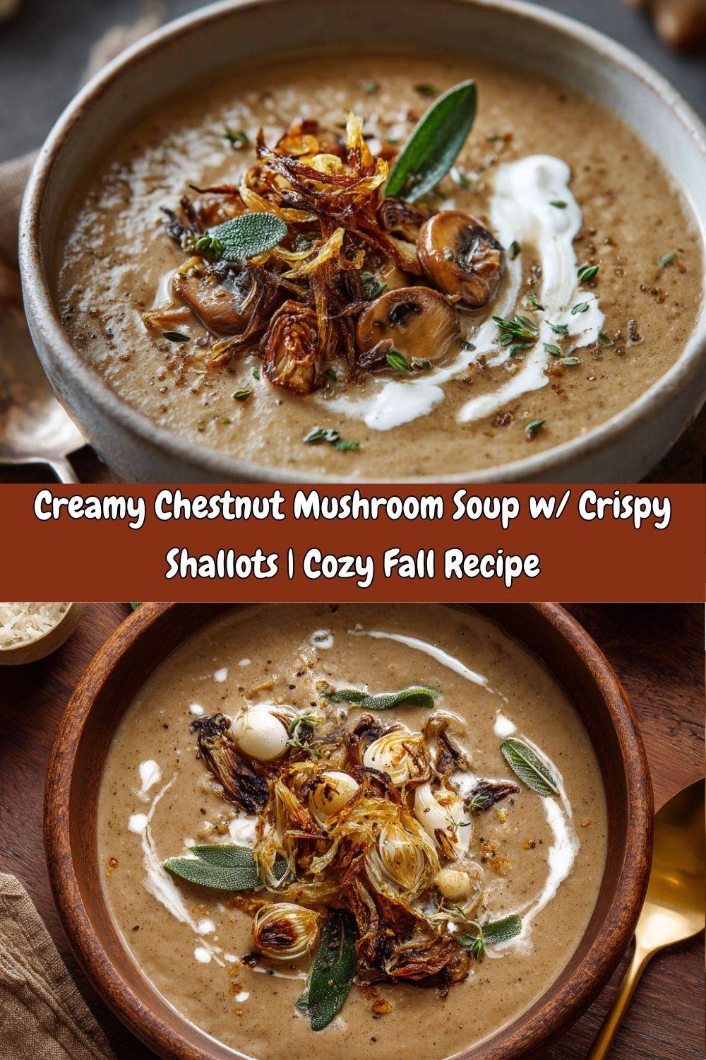 Chestnut & Mushroom Soup with Sage Cream