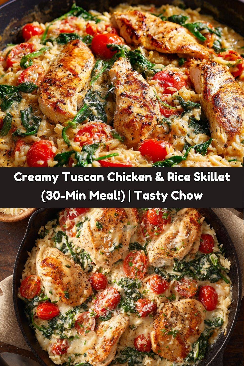 Creamy Tuscan Chicken & Rice Skillet