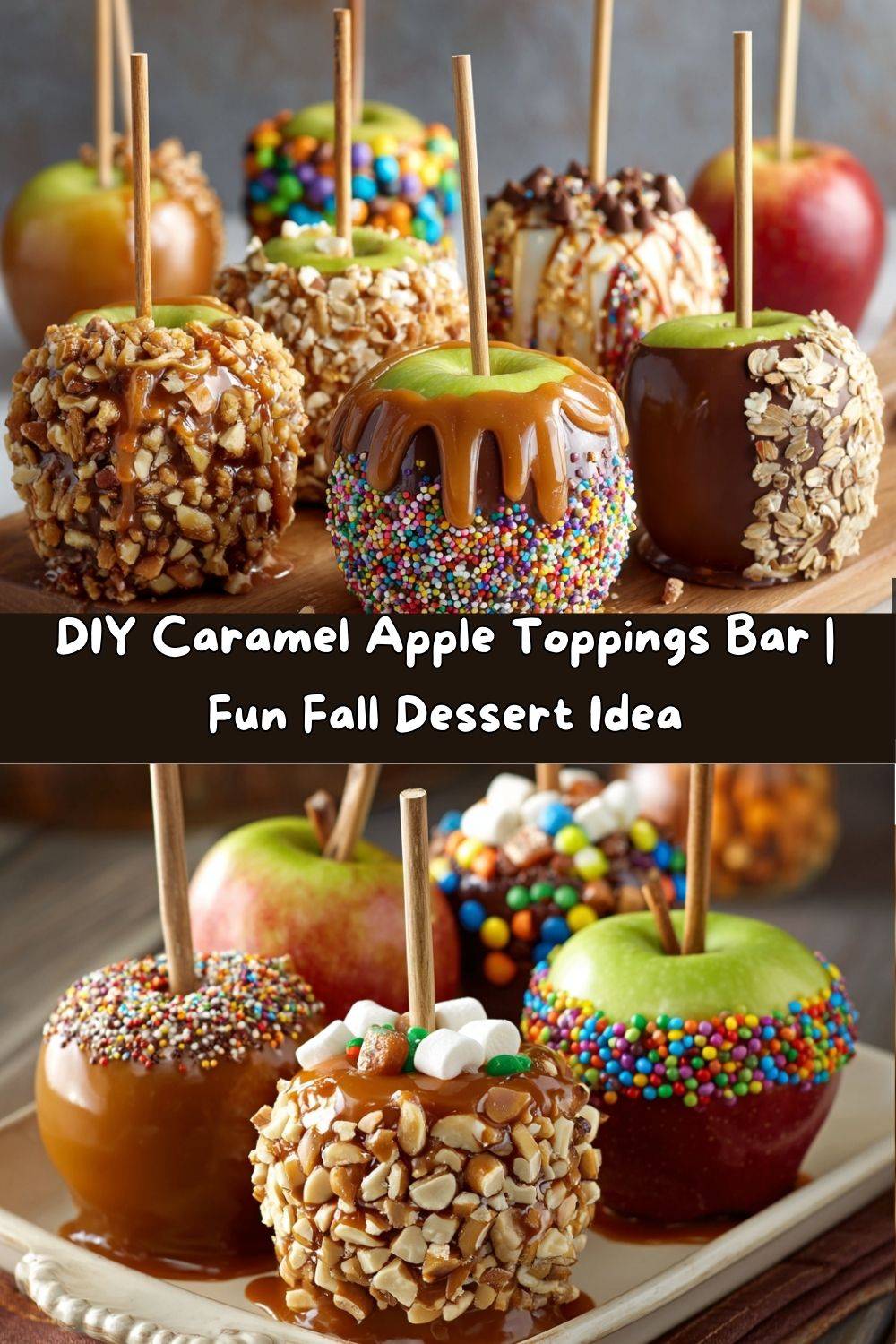 Caramel Apples with Toppings Bar