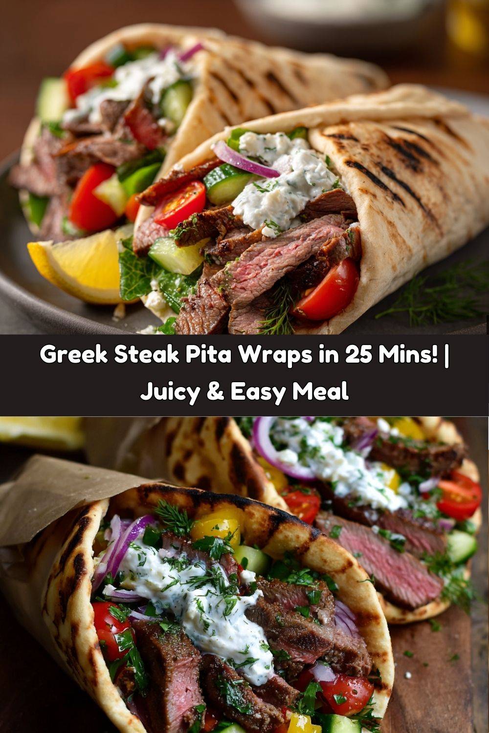 Greek Steak Pita Wraps in 25 Mins