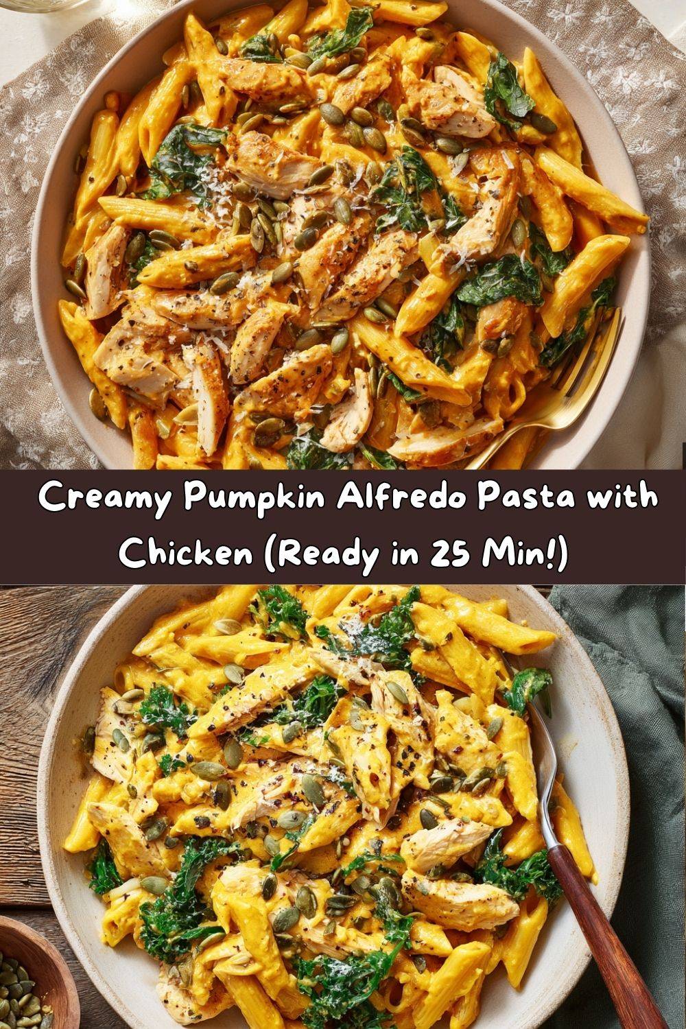Creamy Pumpkin Alfredo Pasta with Chicken