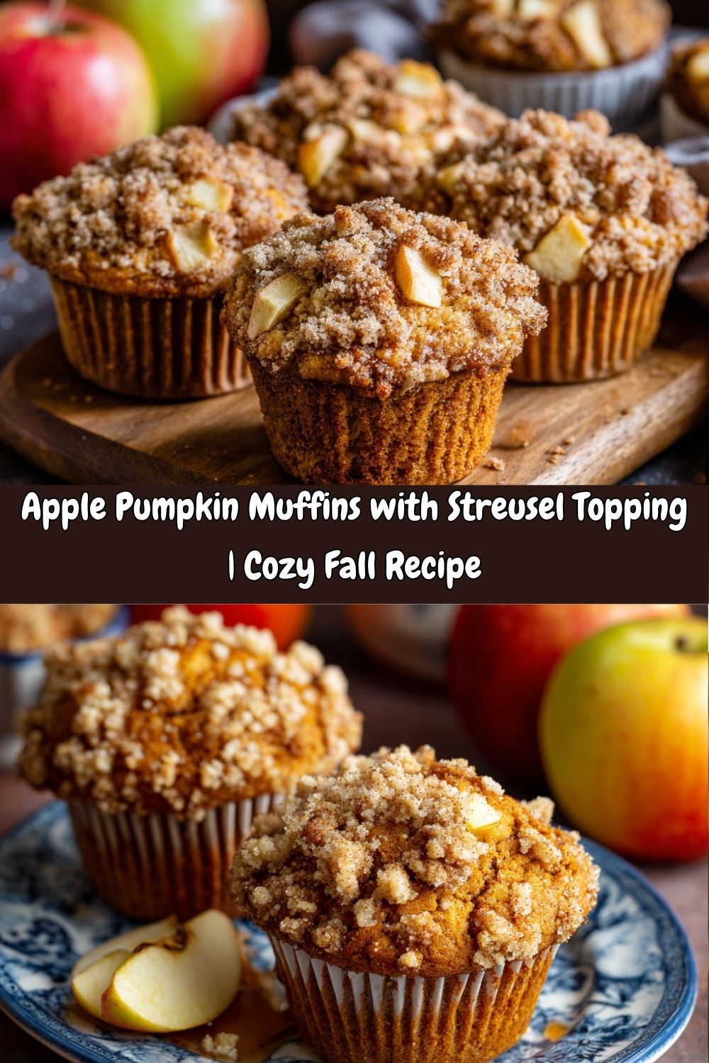 Apple Pumpkin Muffins with Apple Streusel Topping