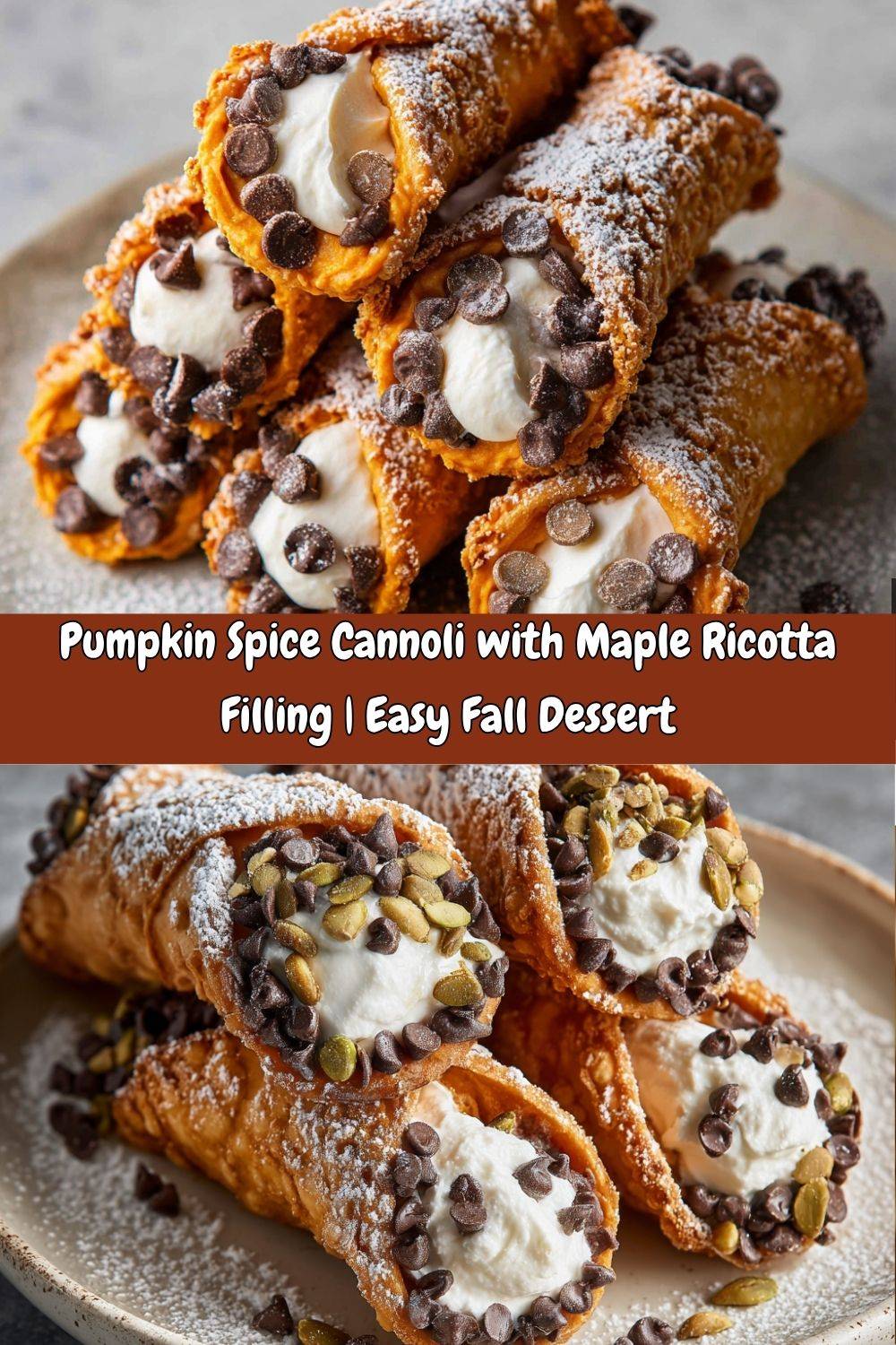 Pumpkin Spice Cannoli with Maple Ricotta Filling