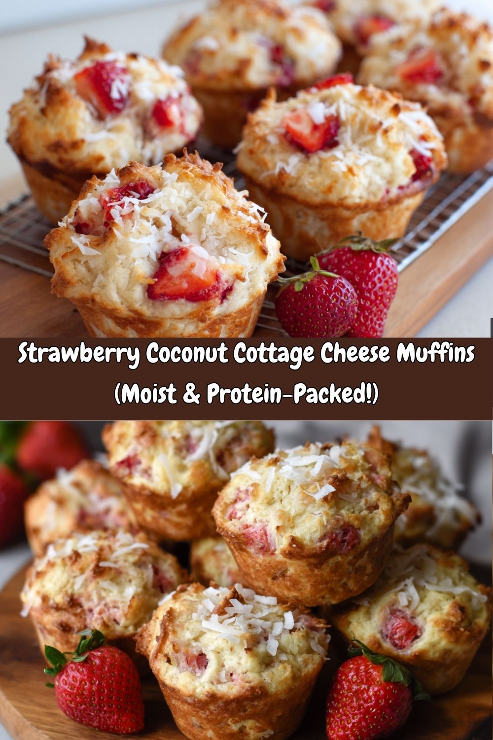 Strawberry Coconut Cottage Cheese Muffins