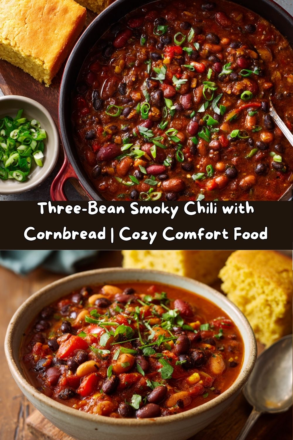 Three-Bean Smoky Chili with Cornbread