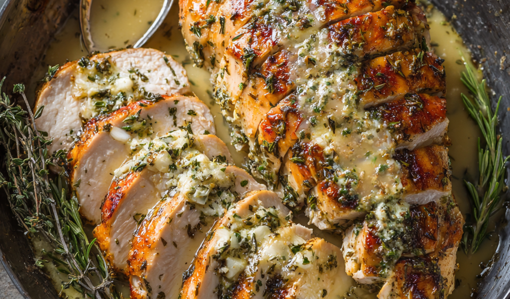 Herb Butter Turkey Breast with Gravy