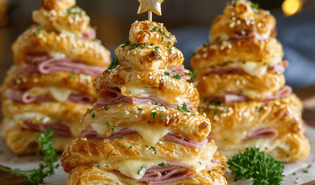 HAM & CHEESE PUFF PASTRY CHRISTMAS TREES