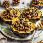 Wild Rice & Mushroom Stuffed Acorn Squash