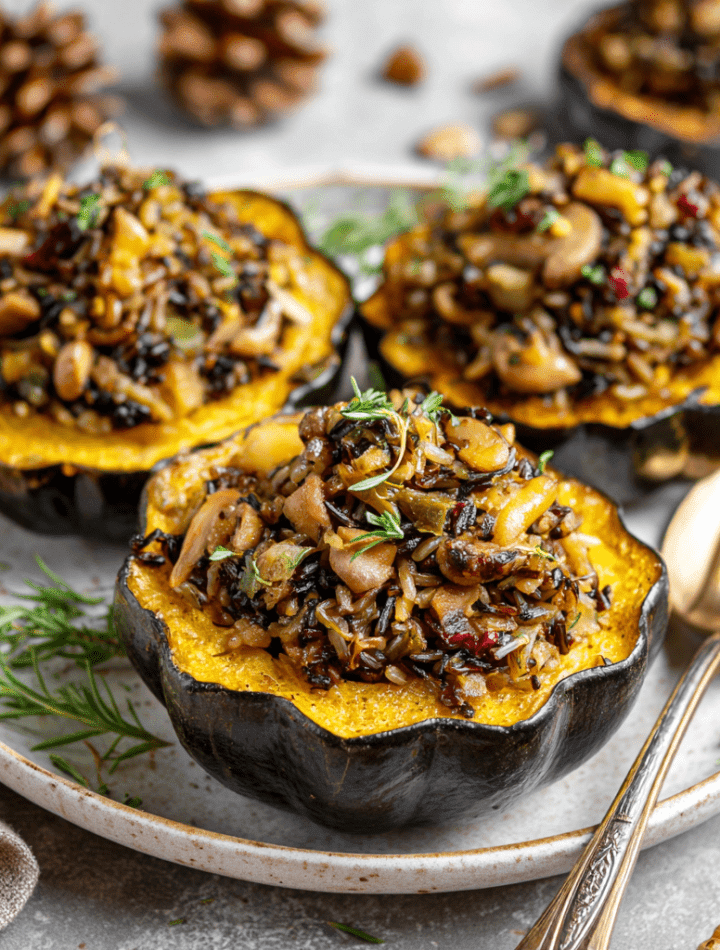 Wild Rice & Mushroom Stuffed Acorn Squash