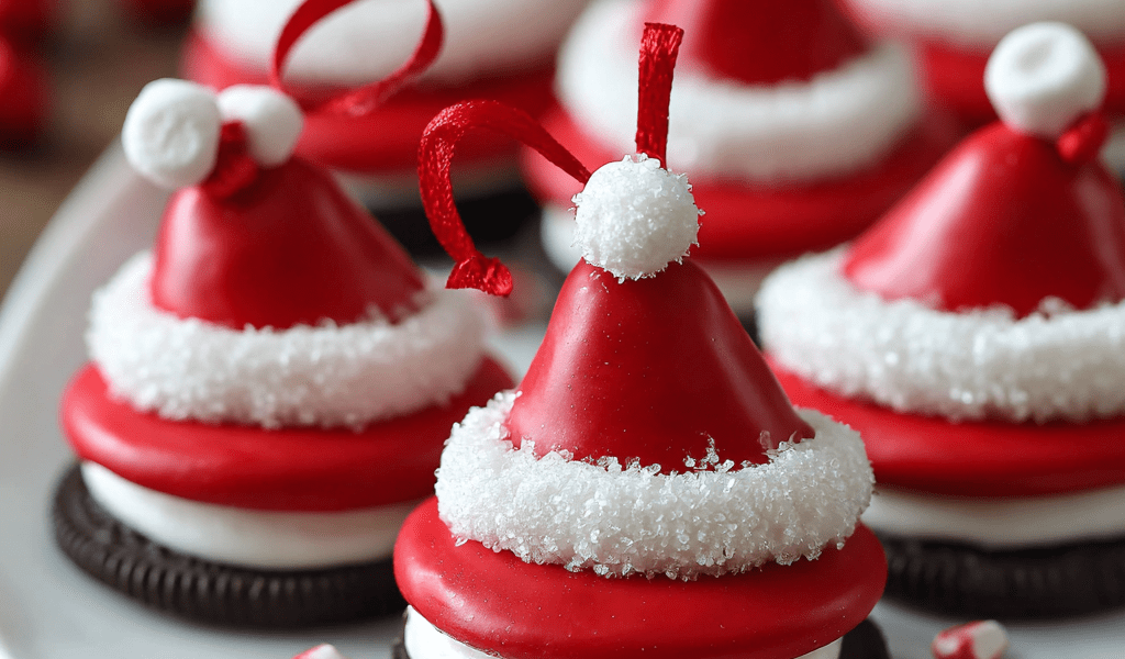 Santa Hat Oreo Ornaments