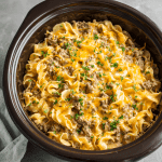Easy Crockpot Cheesy Beef and Noodles