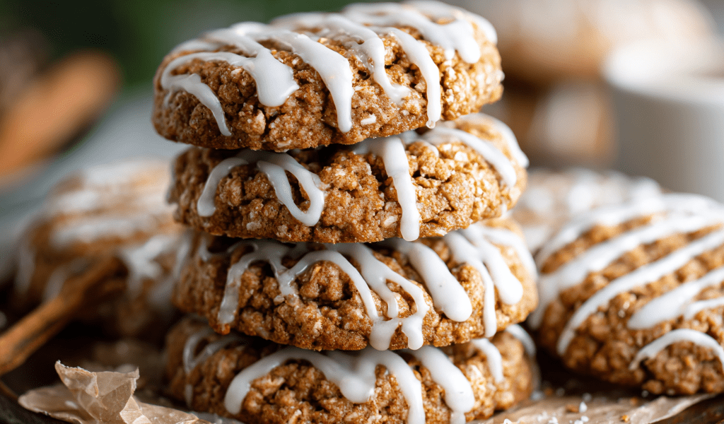 Iced Gingerbread Oatmeal Cookies
