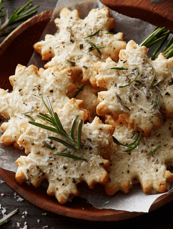 Savory Rosemary Parmesan Snowflake Cookies
