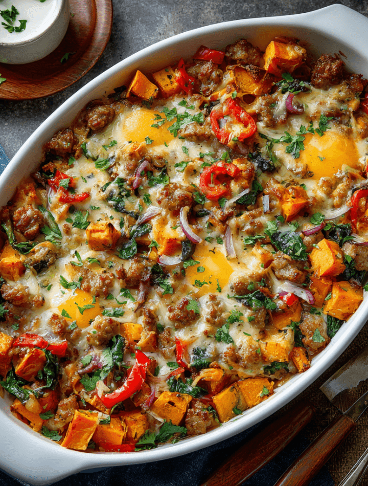Savory Sweet Potato & Sausage Bake